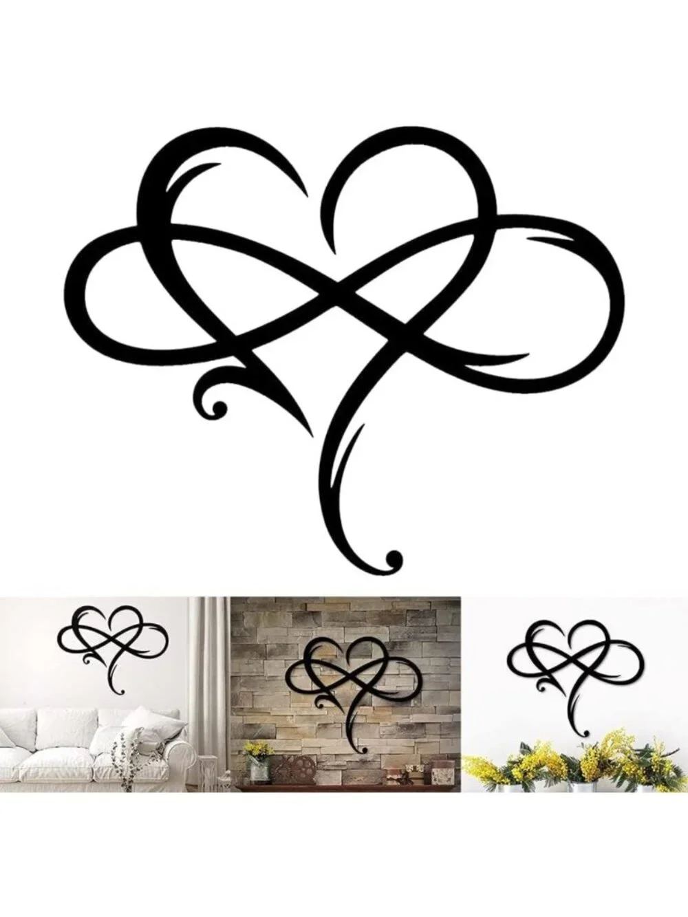 Unique Infinity Heart Metal Wall Art Decor - Love Sign for Home & Wedding